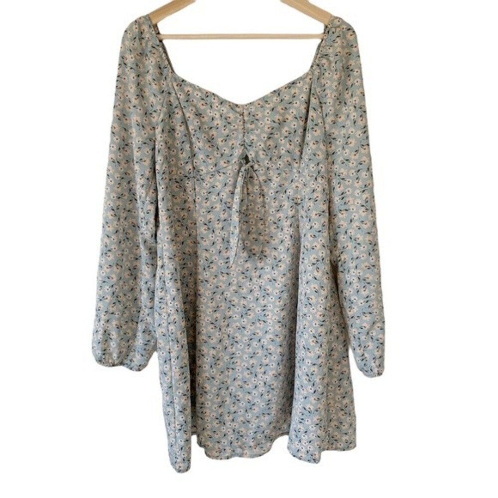 NWT LIly Rose Mint Green Knee Length Long Sleeve Floral Dress Size 2x Women